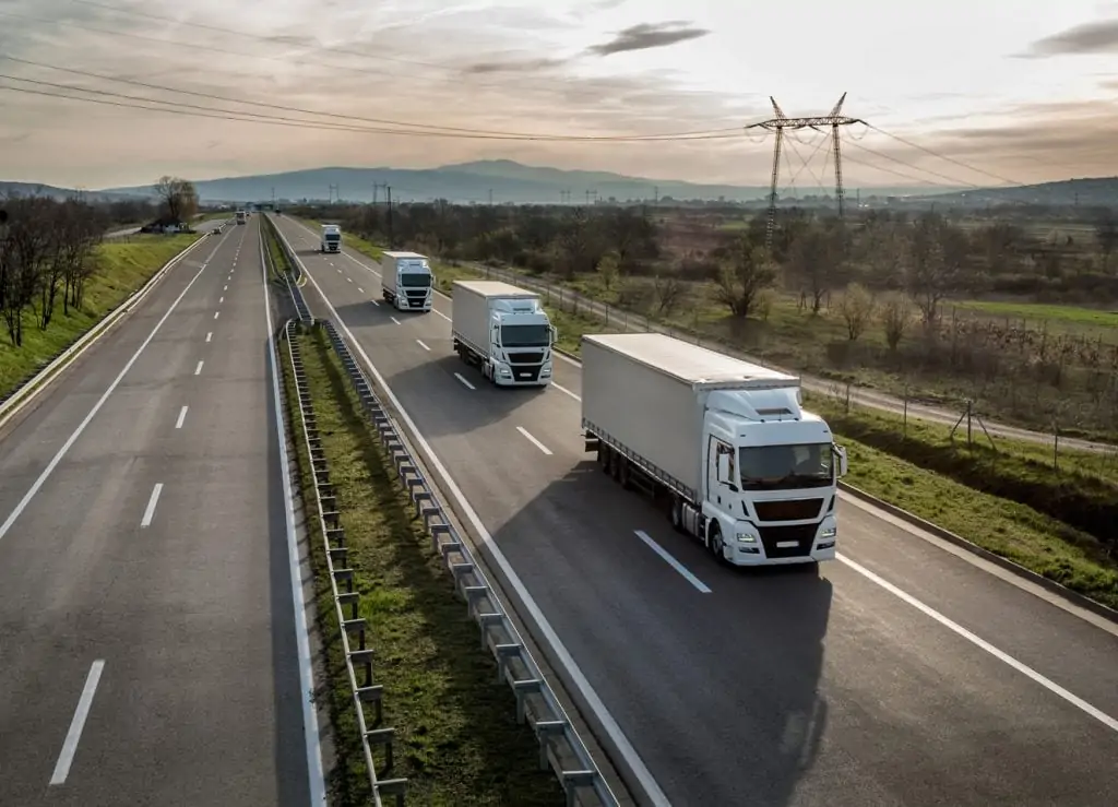 Lorries driving on a motorway