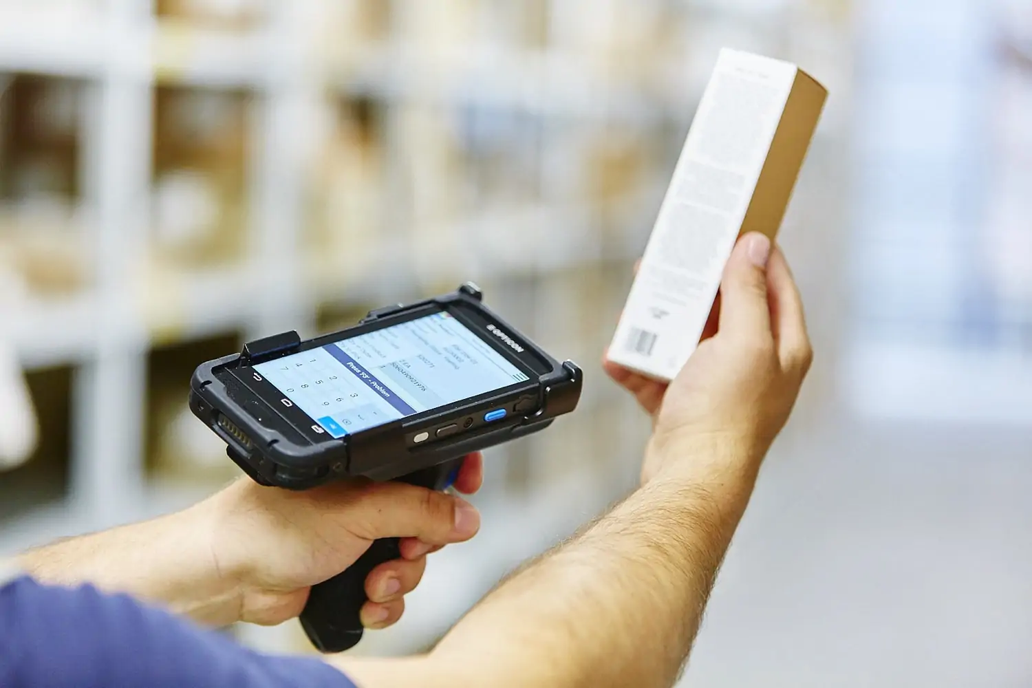 Employee scanning a product barcode